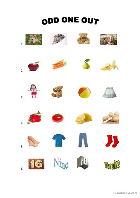 odd one out worksheet for class 1|113 Odd one out English ESL worksheets pdf & doc .